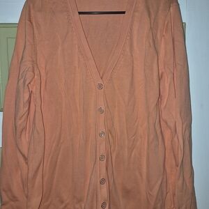 Talbots Peach Button-Front V-Neck Cardigan